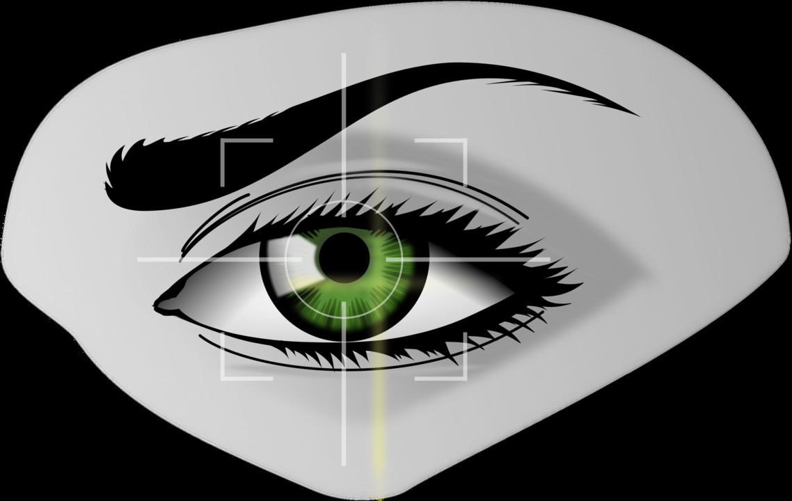 Illustration of an eye with a scanning target over the iris